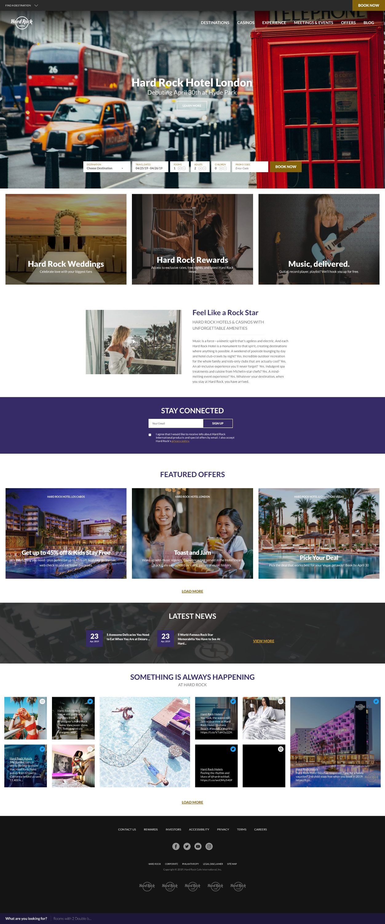Hard Rock Hotels web copy
